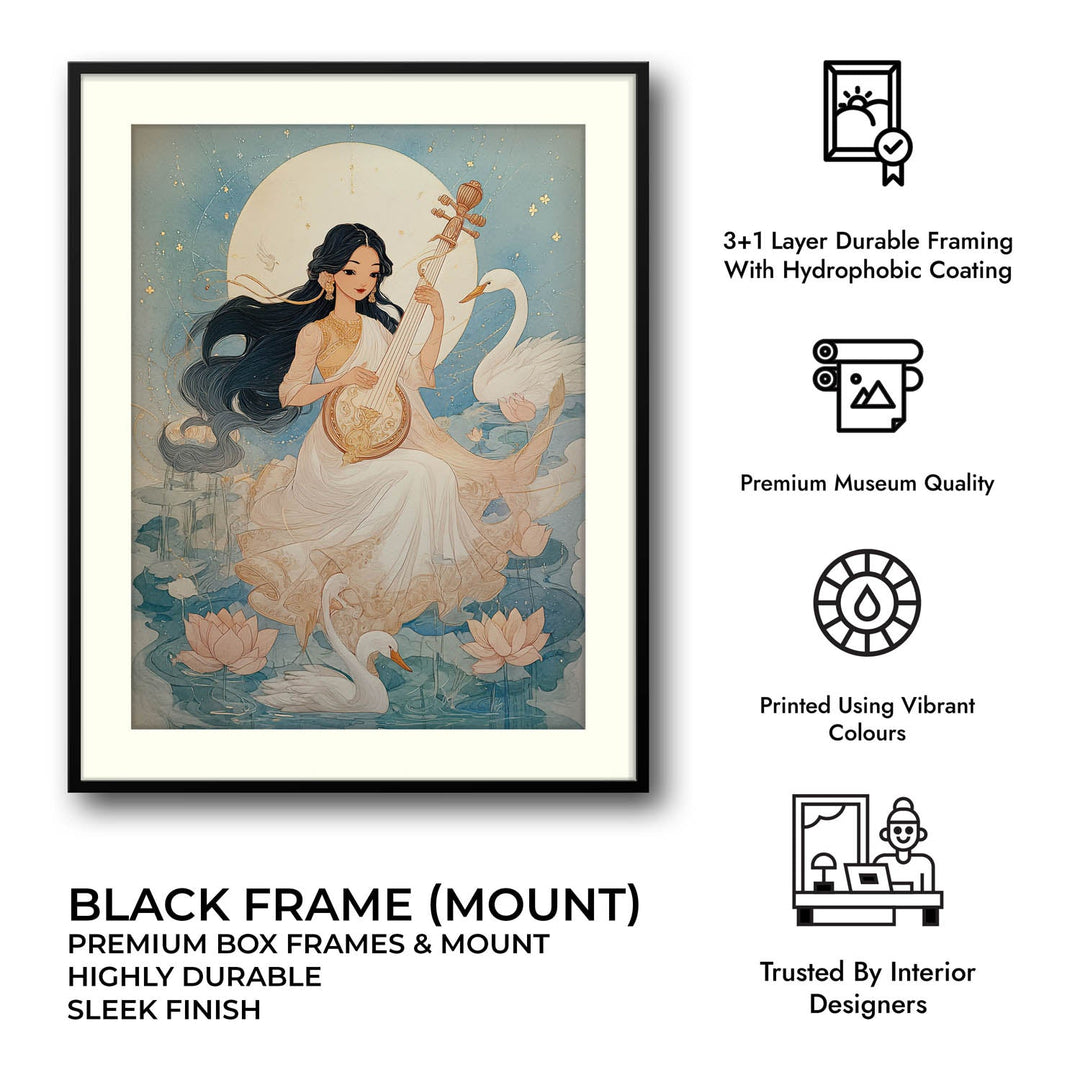 Divine Saraswati Painting – Goddess of Wisdom