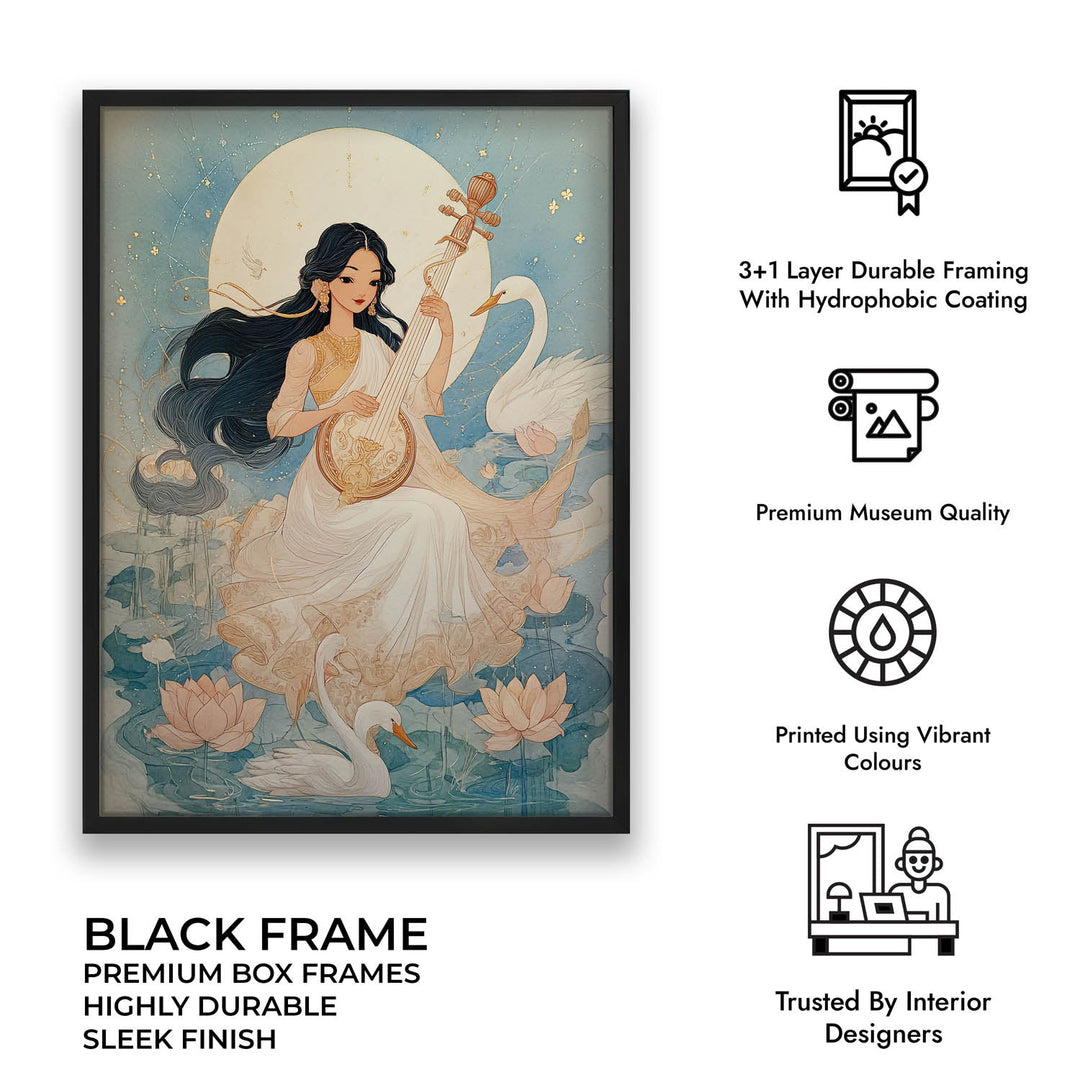 Divine Saraswati Painting – Goddess of Wisdom