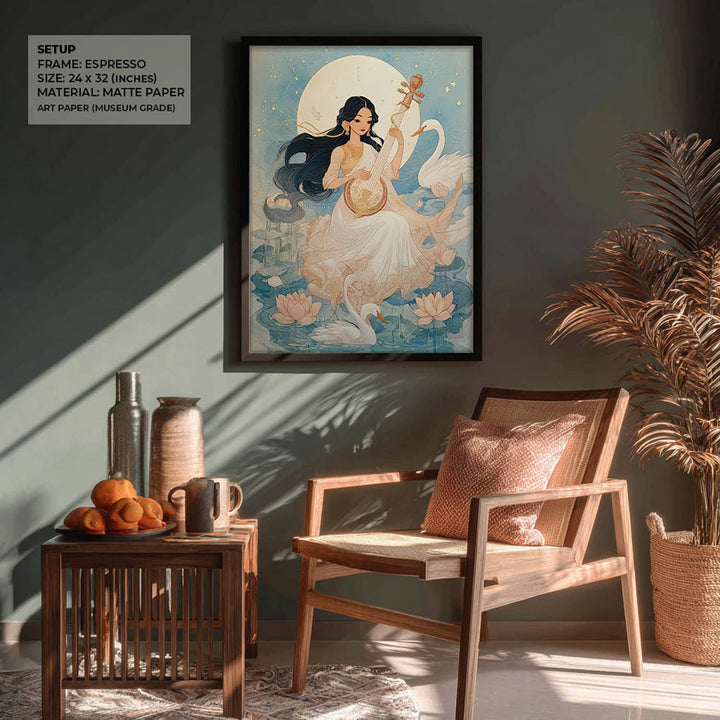 Divine Saraswati Painting – Goddess of Wisdom