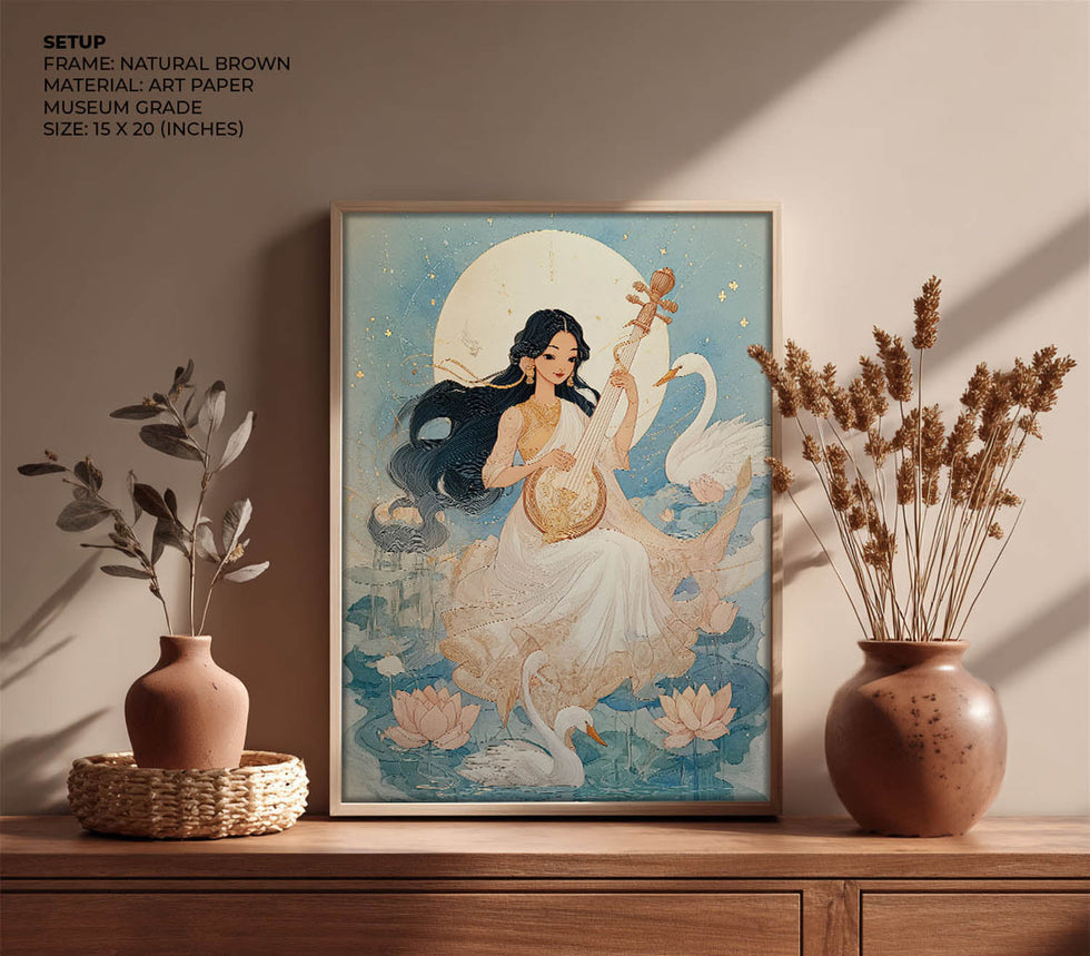 Divine Saraswati Painting – Goddess of Wisdom