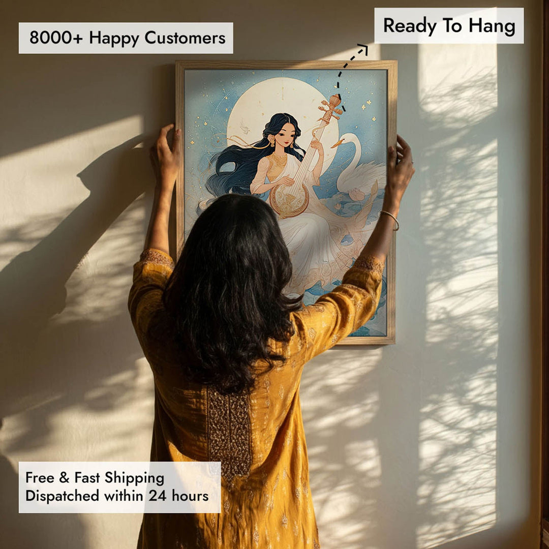 Divine Saraswati Painting – Goddess of Wisdom