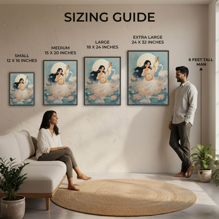 Divine Saraswati Painting – Goddess of Wisdom