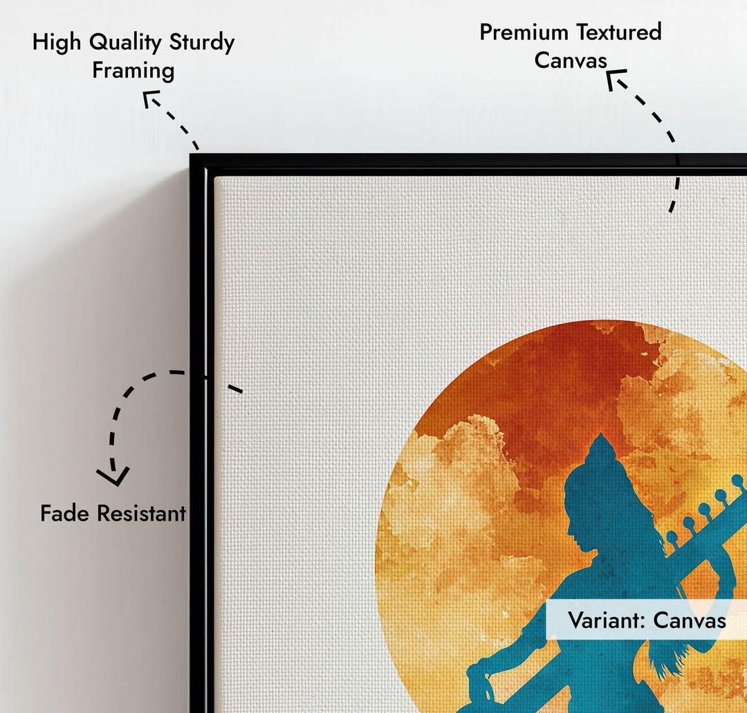 Divine Saraswati Painting – Goddess of Wisdom Wall Art