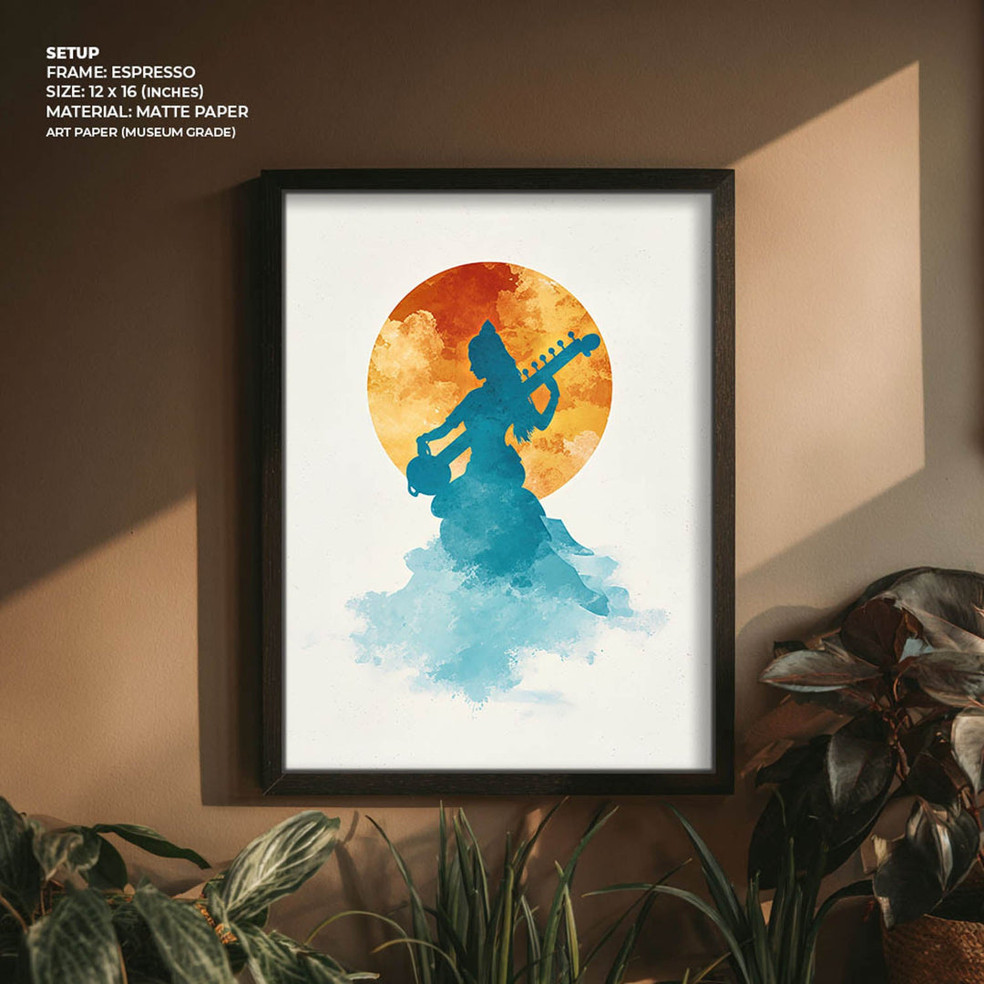 Divine Saraswati Painting – Goddess of Wisdom Wall Art