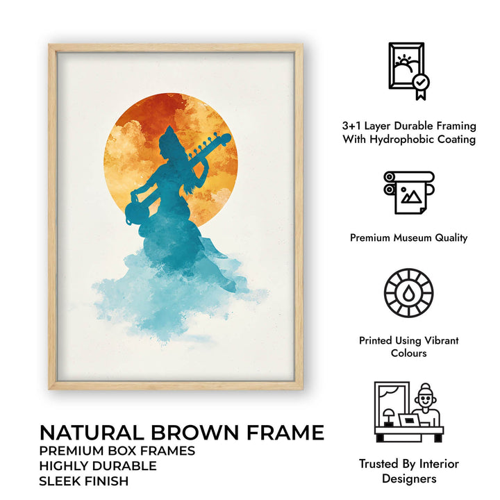 Divine Saraswati Painting – Goddess of Wisdom Wall Art