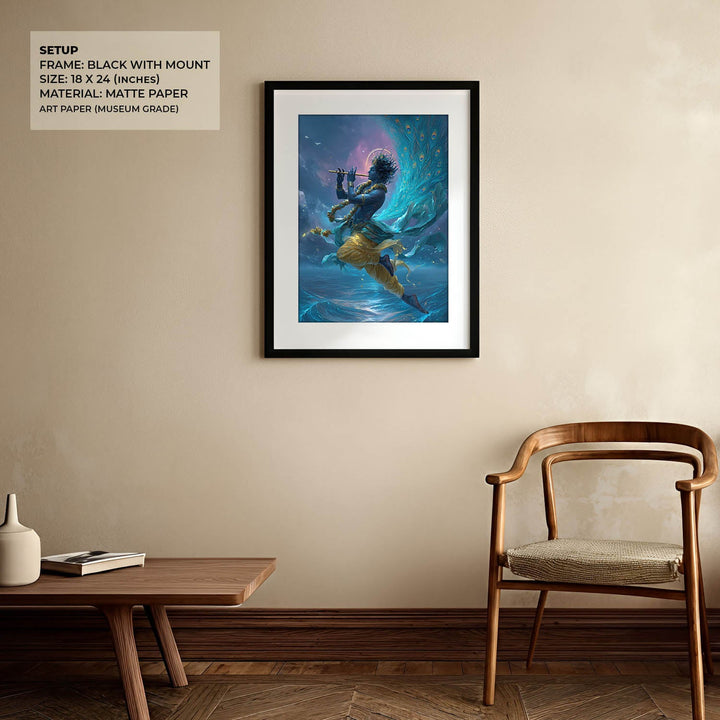 Ethereal Krishna Painting – Flute Wall Art