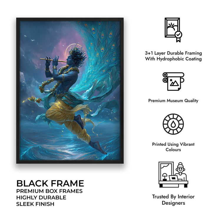 Ethereal Krishna Painting – Flute Wall Art