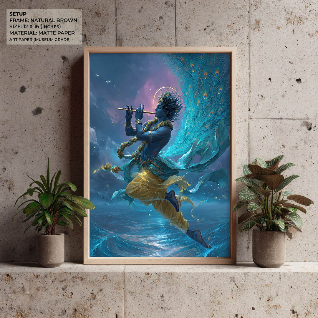 Ethereal Krishna Painting – Flute Wall Art