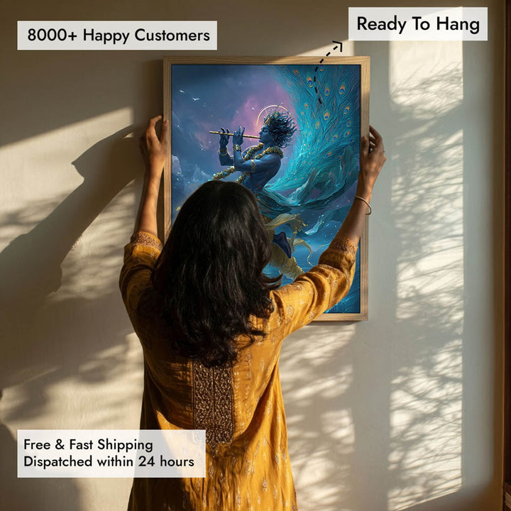 Ethereal Krishna Painting – Flute Wall Art