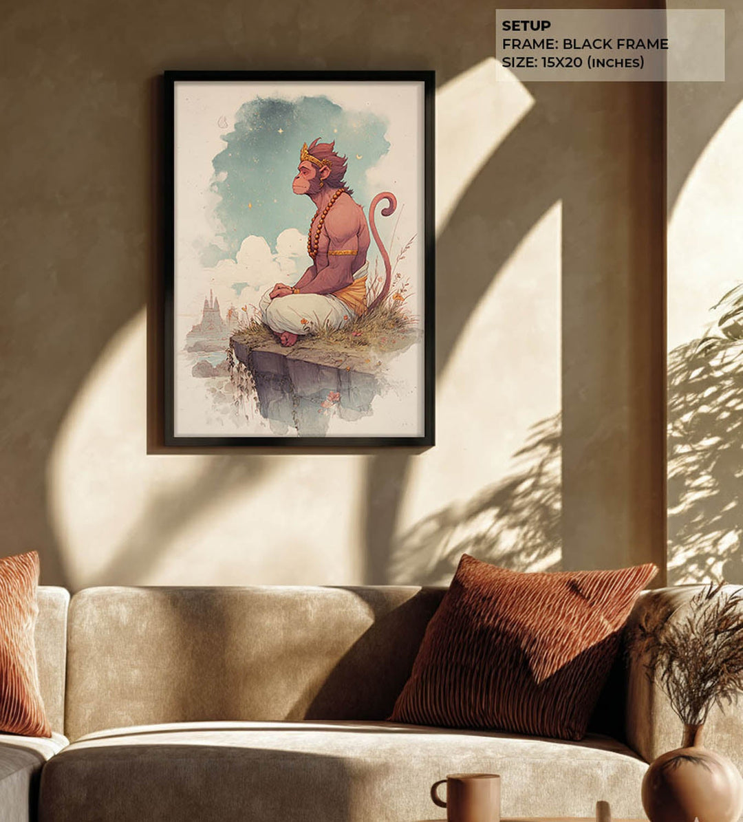 Hanuman Painting – Bajrangbali Wall Art in Meditation