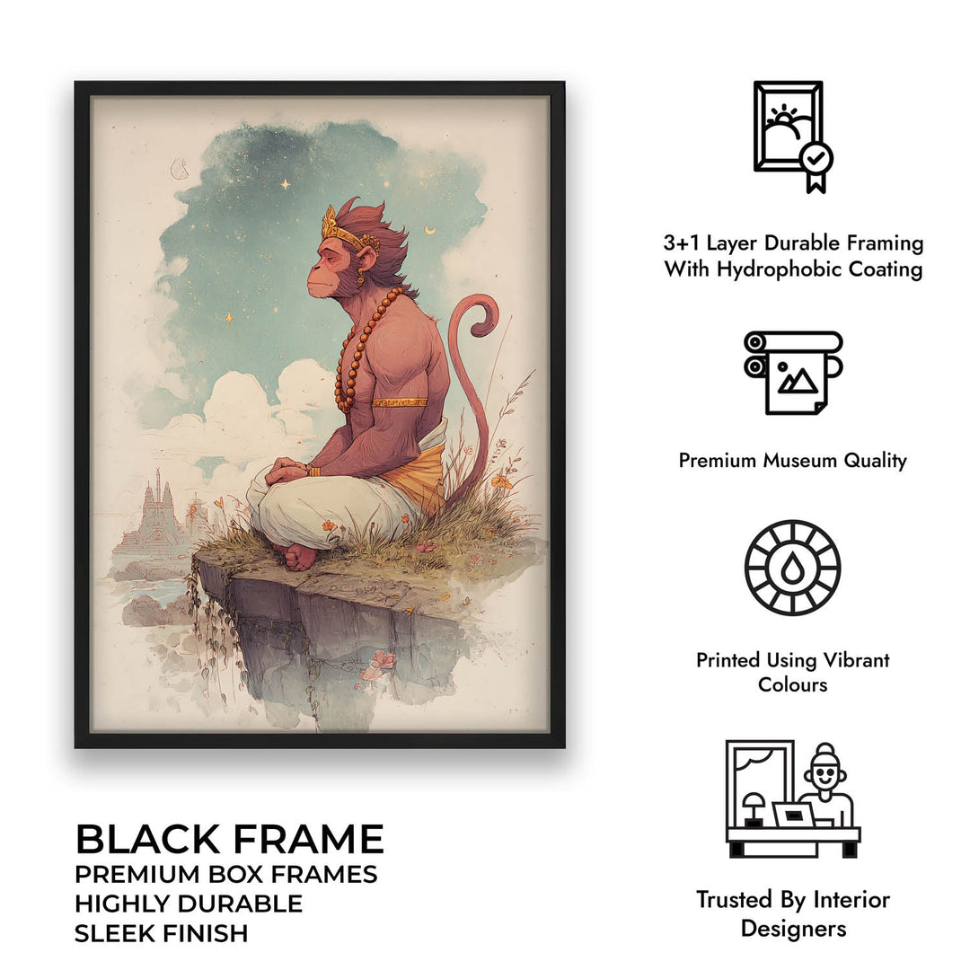 Hanuman Painting – Bajrangbali Wall Art in Meditation