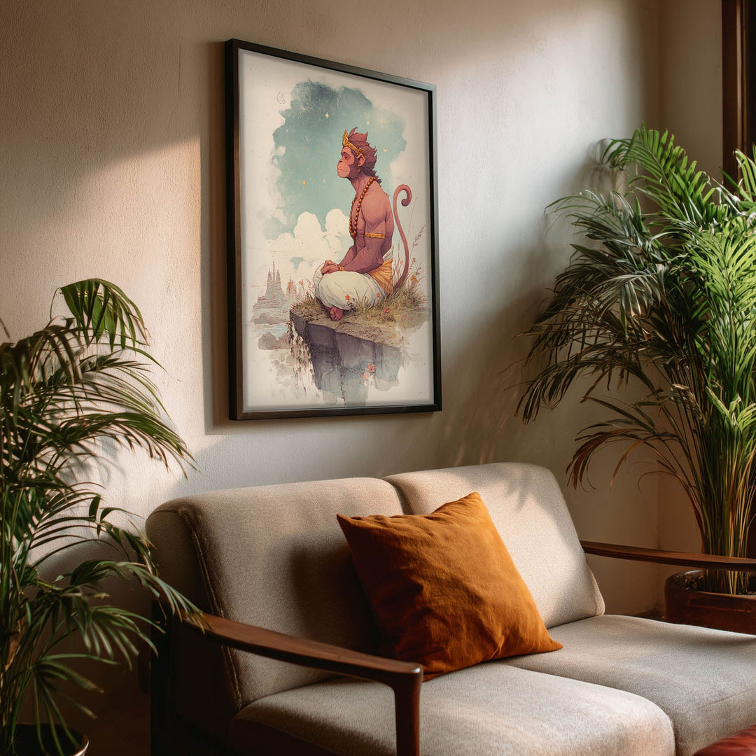 Hanuman Painting – Bajrangbali Wall Art in Meditation