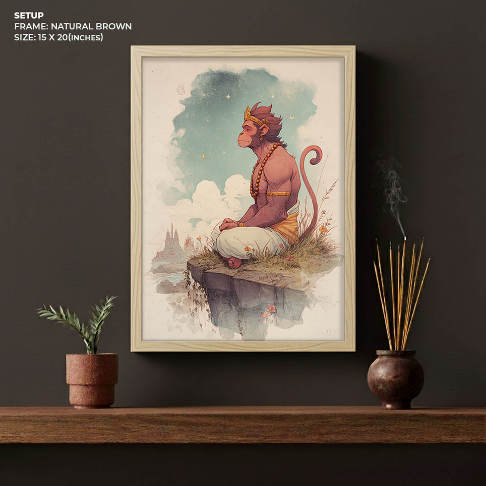 Hanuman Painting – Bajrangbali Wall Art in Meditation