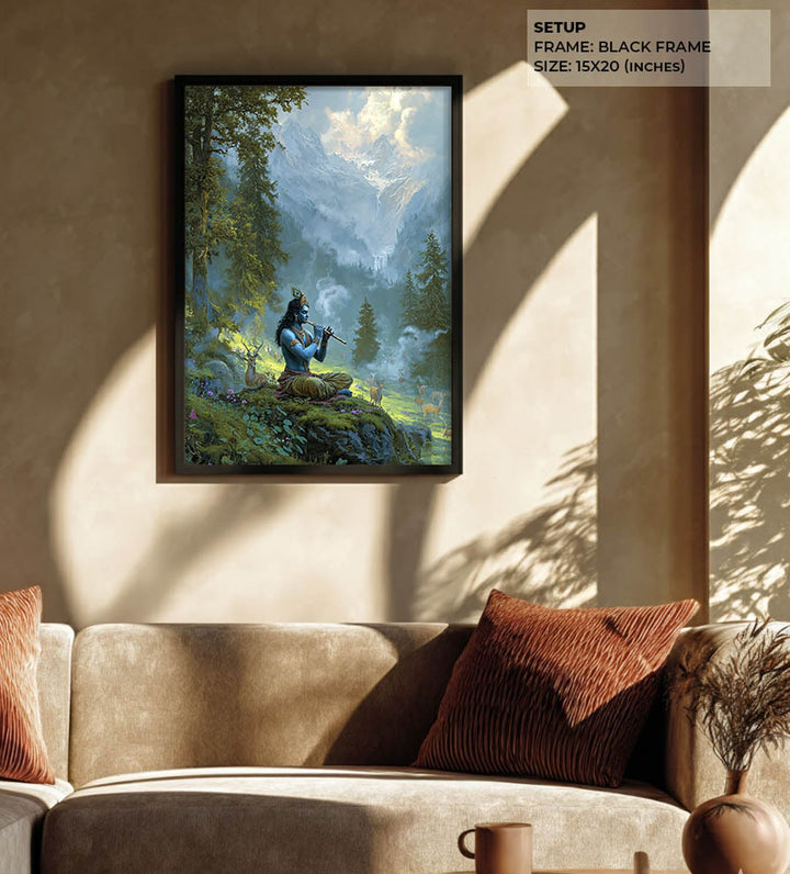 Krishn in the Valley Painting – Divine Flute