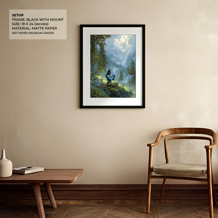 Krishn in the Valley Painting – Divine Flute