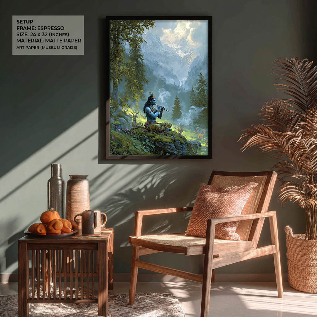 Krishn in the Valley Painting – Divine Flute