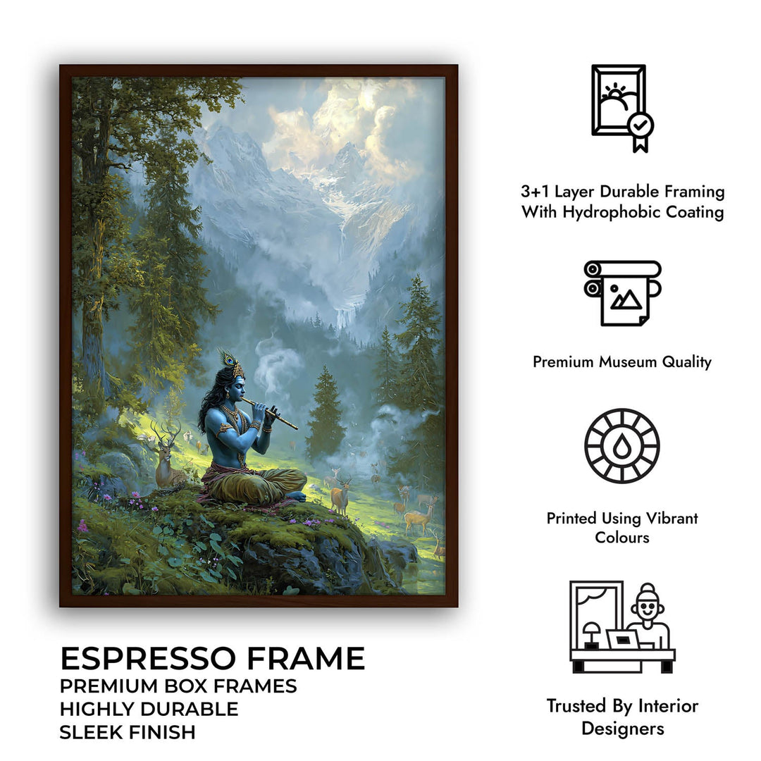 Krishn in the Valley Painting – Divine Flute