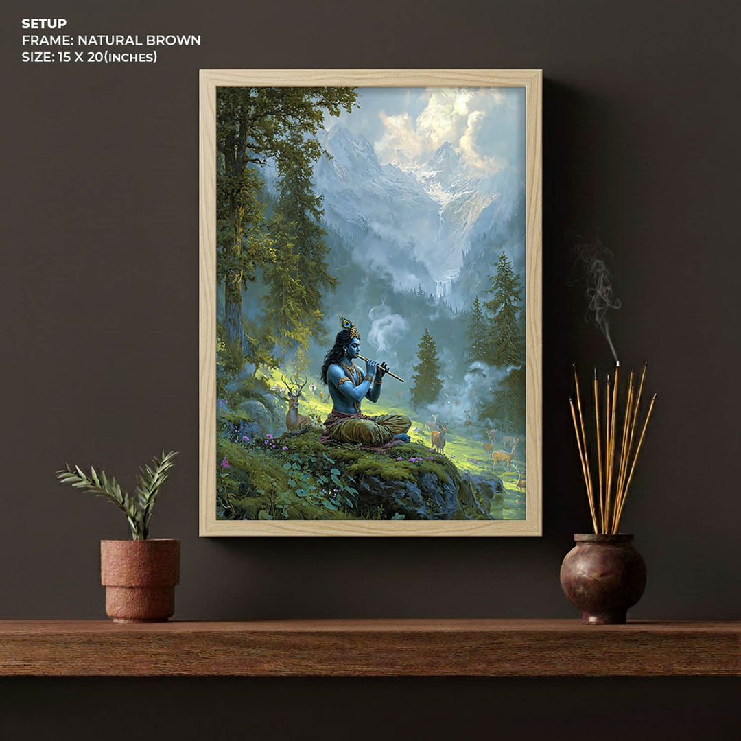 Krishn in the Valley Painting – Divine Flute