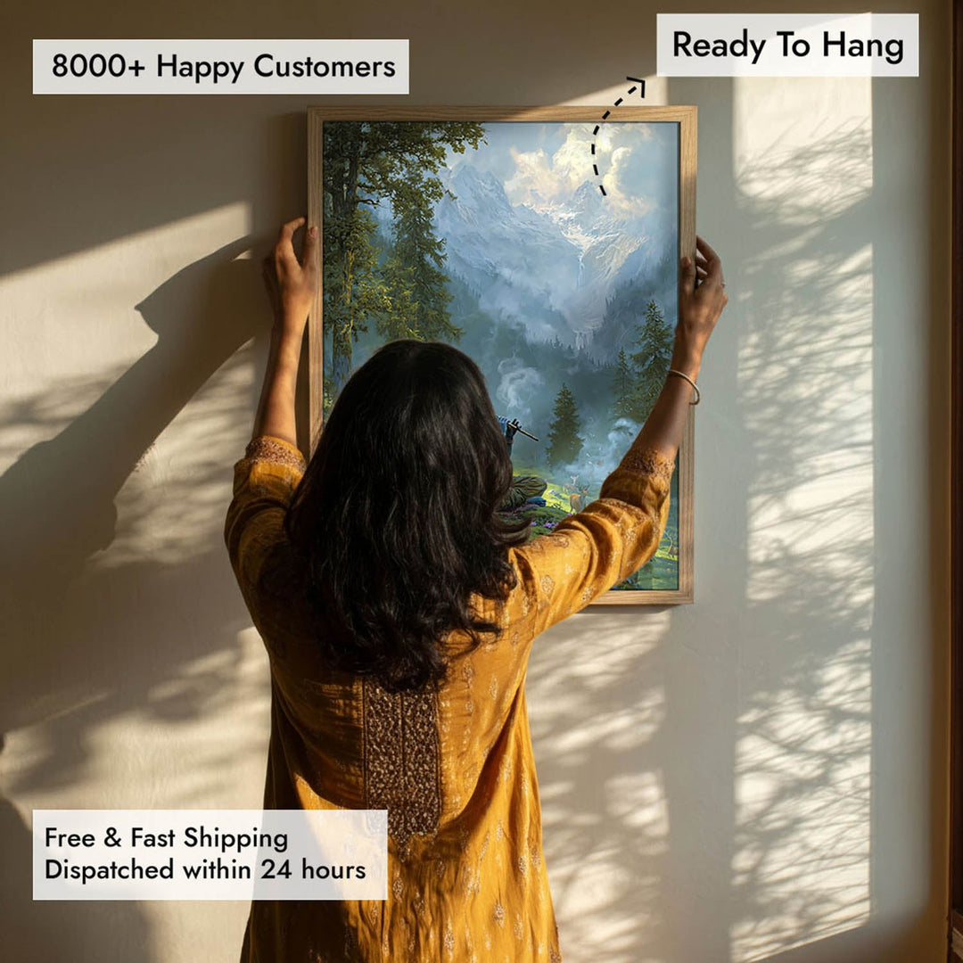 Krishn in the Valley Painting – Divine Flute