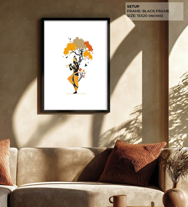 Krishna Playing Flute Under Tree – Vastu Painting