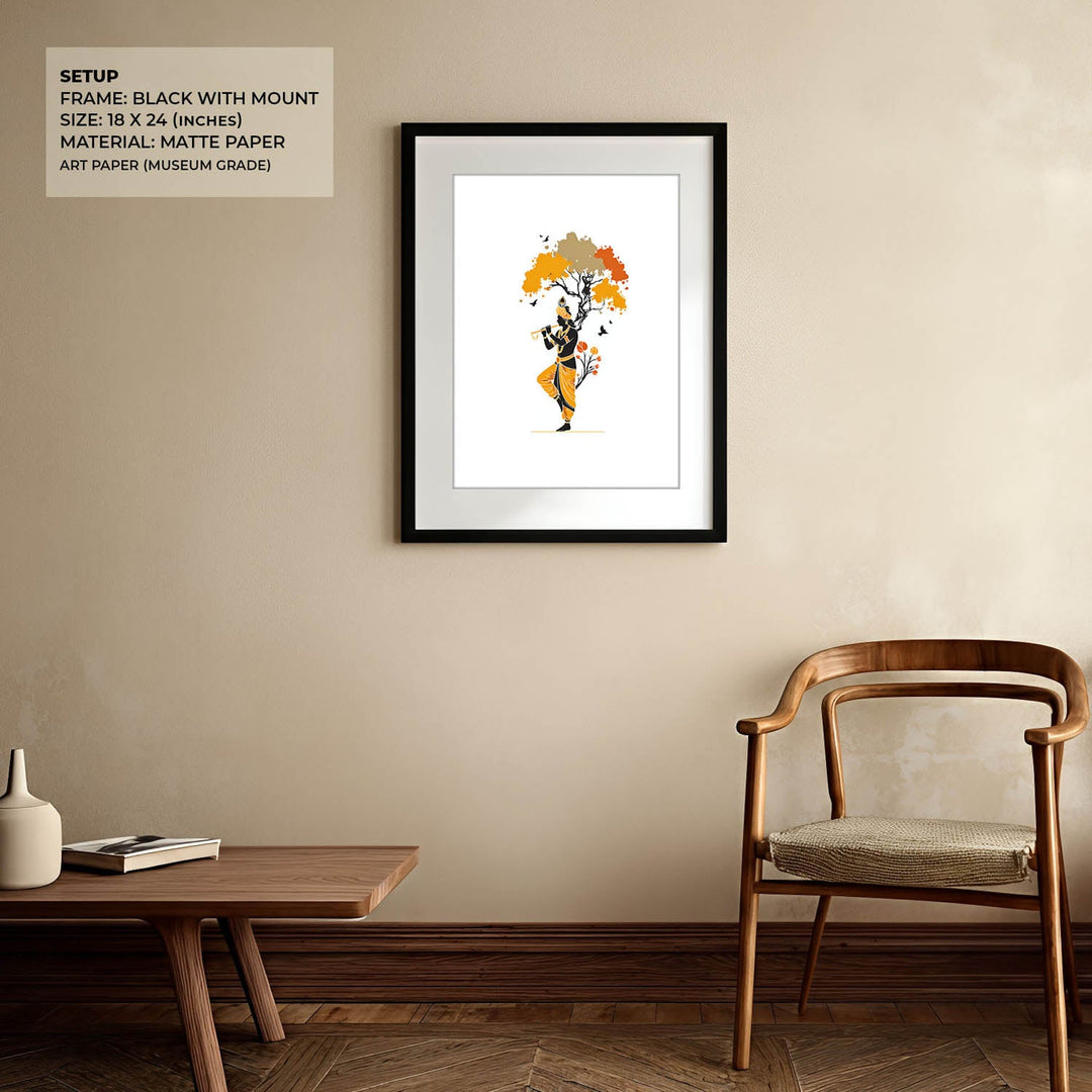 Krishna Playing Flute Under Tree – Vastu Painting