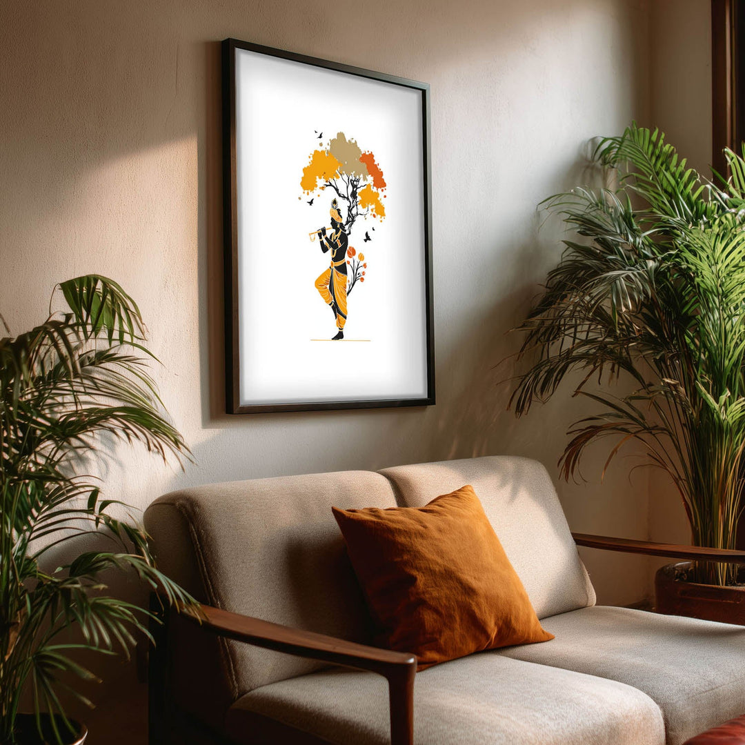 Krishna Playing Flute Under Tree – Vastu Painting