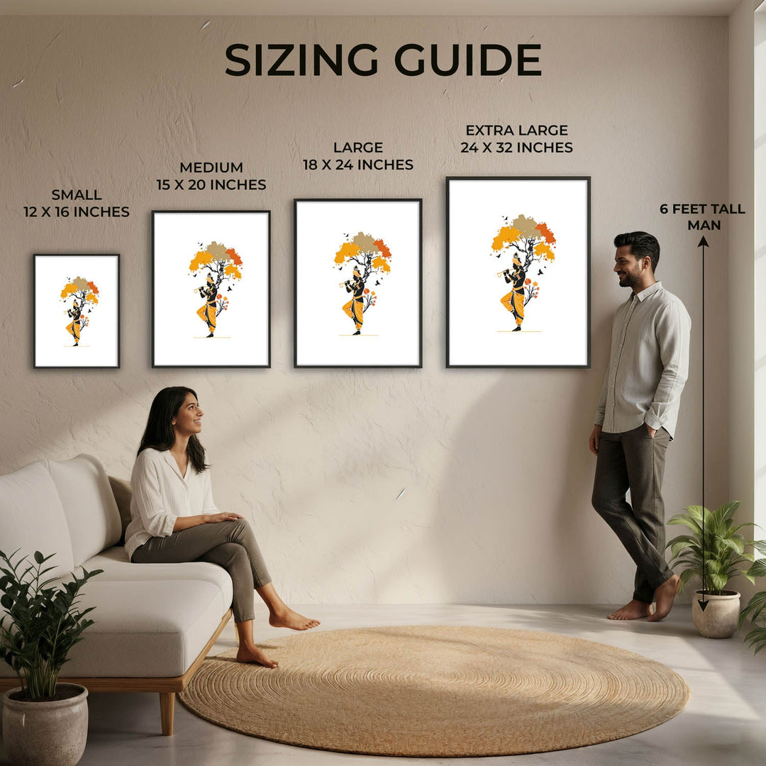 Krishna Playing Flute Under Tree – Vastu Painting