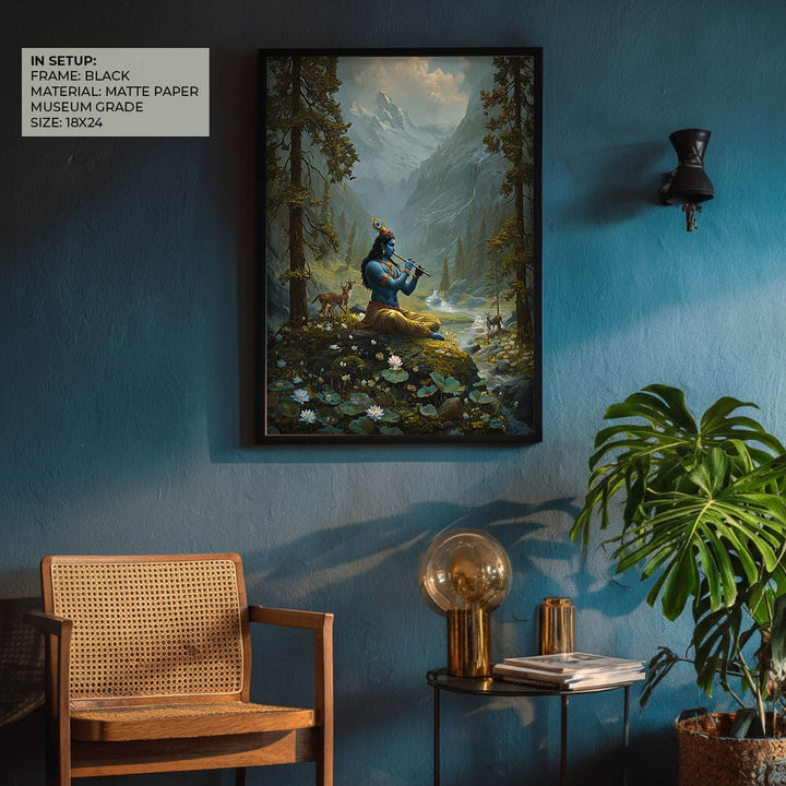 Krishna in the Valley Painting – Divine Flute