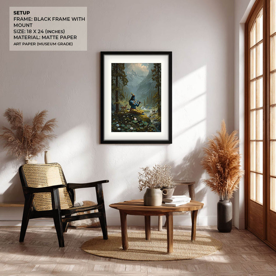 Krishna in the Valley Painting – Divine Flute