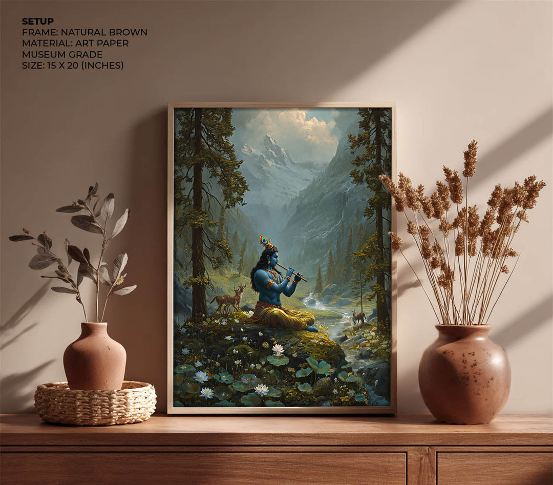 Krishna in the Valley Painting – Divine Flute