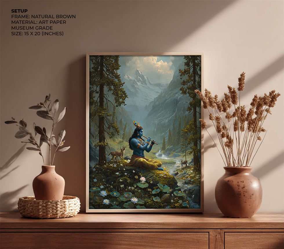 Krishna in the Valley Painting – Divine Flute
