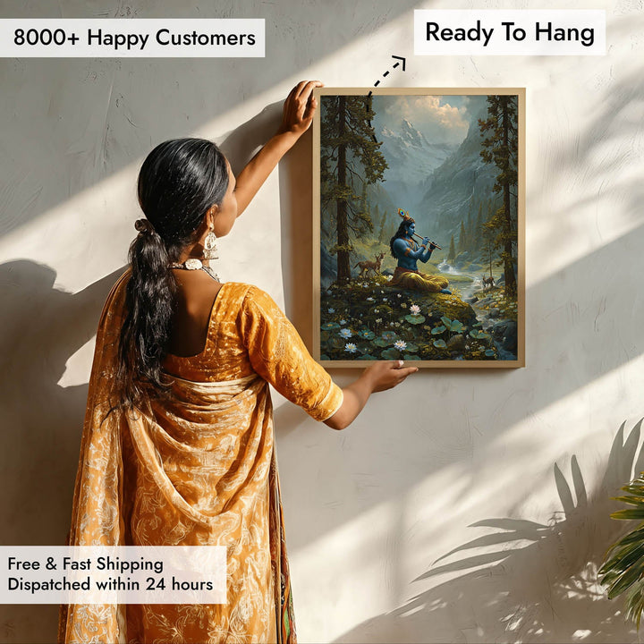 Krishna in the Valley Painting – Divine Flute