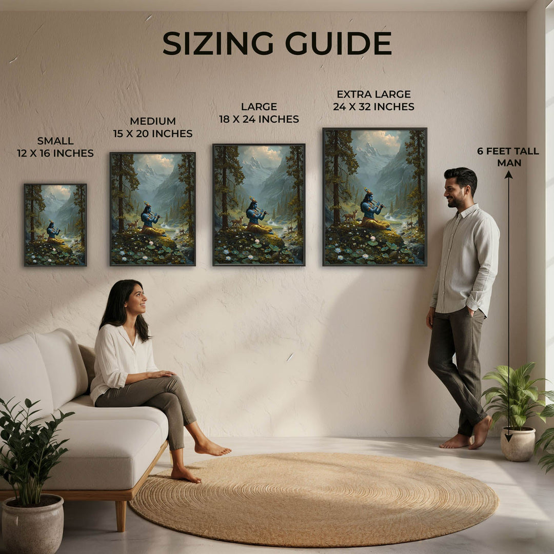 Krishna in the Valley Painting – Divine Flute