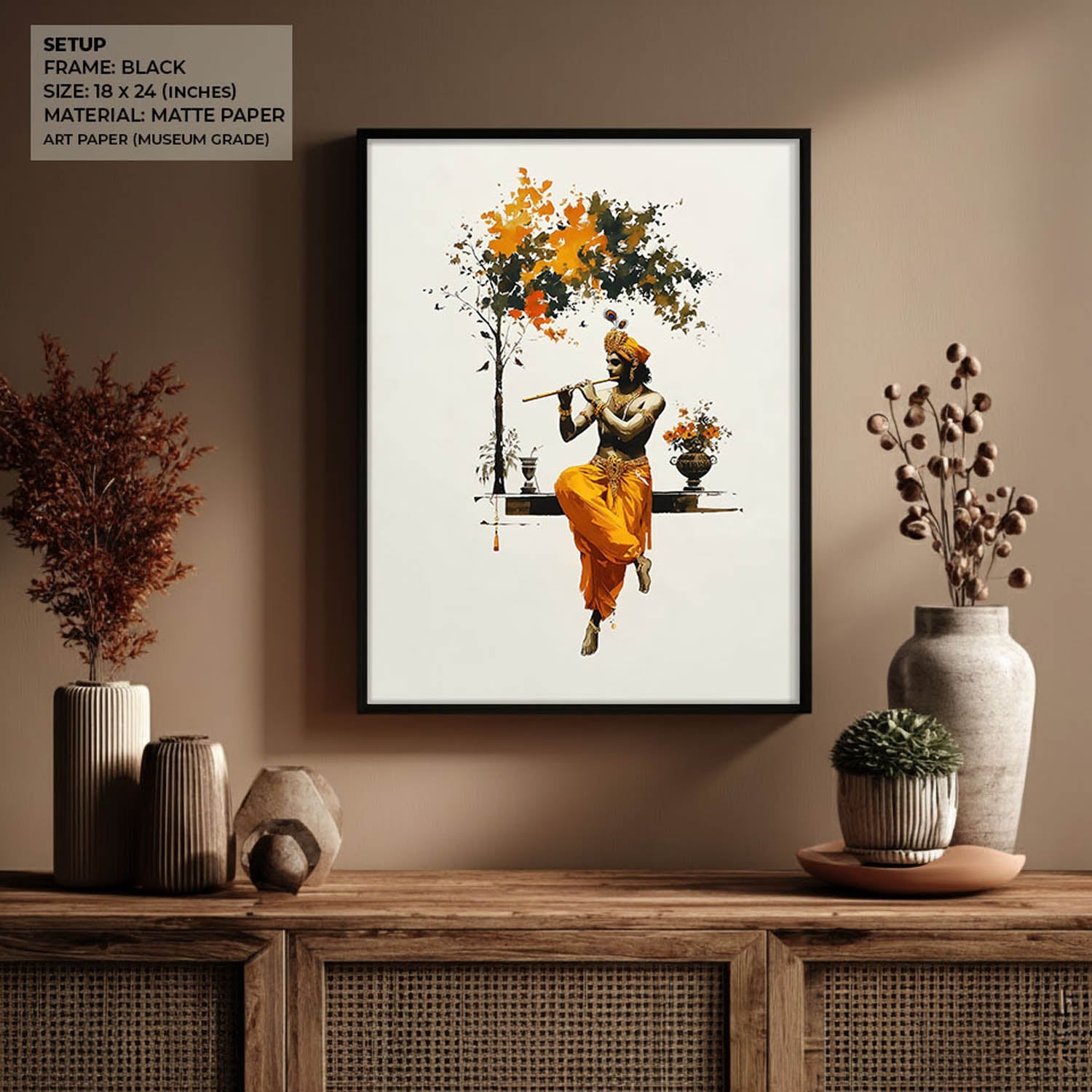 Krishna with Flute wall art print