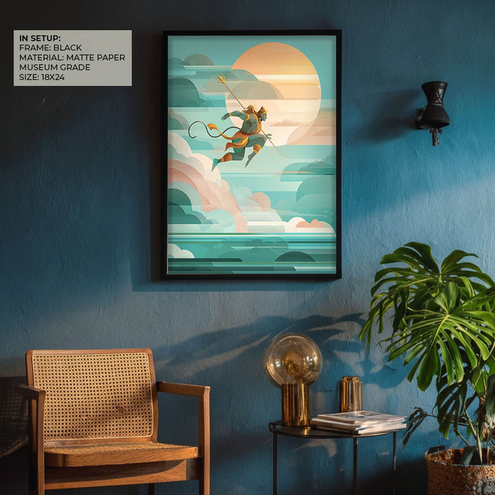 Lord Hanuman Painting – Celestial Leap Wall Art