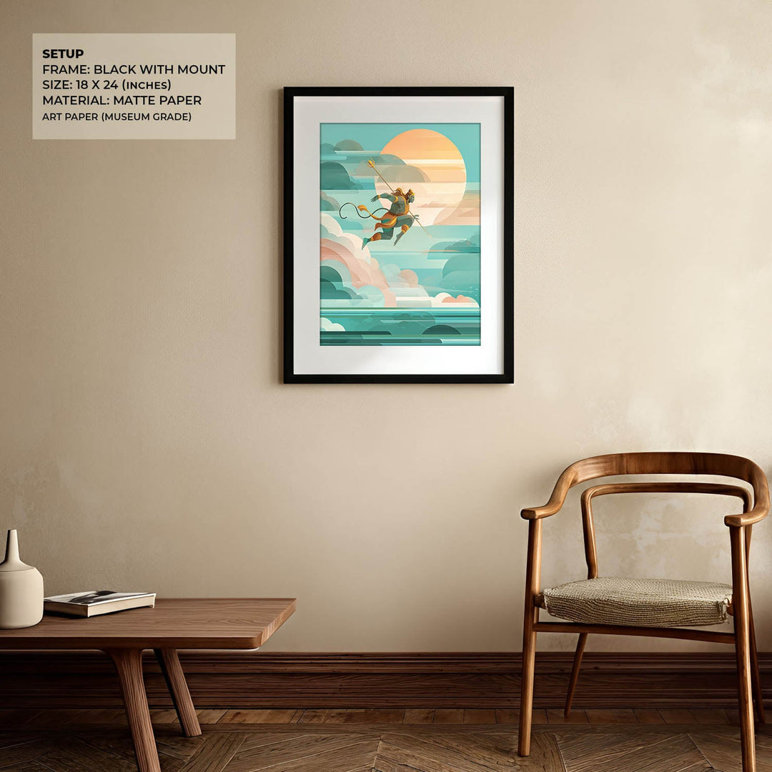 Lord Hanuman Painting – Celestial Leap Wall Art