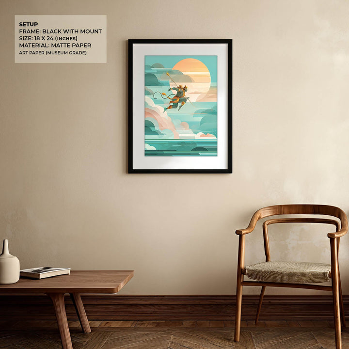 Lord Hanuman Painting – Celestial Leap Wall Art