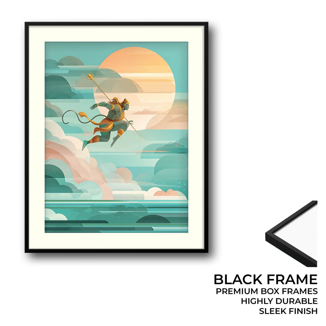 Lord Hanuman Painting – Celestial Leap Wall Art