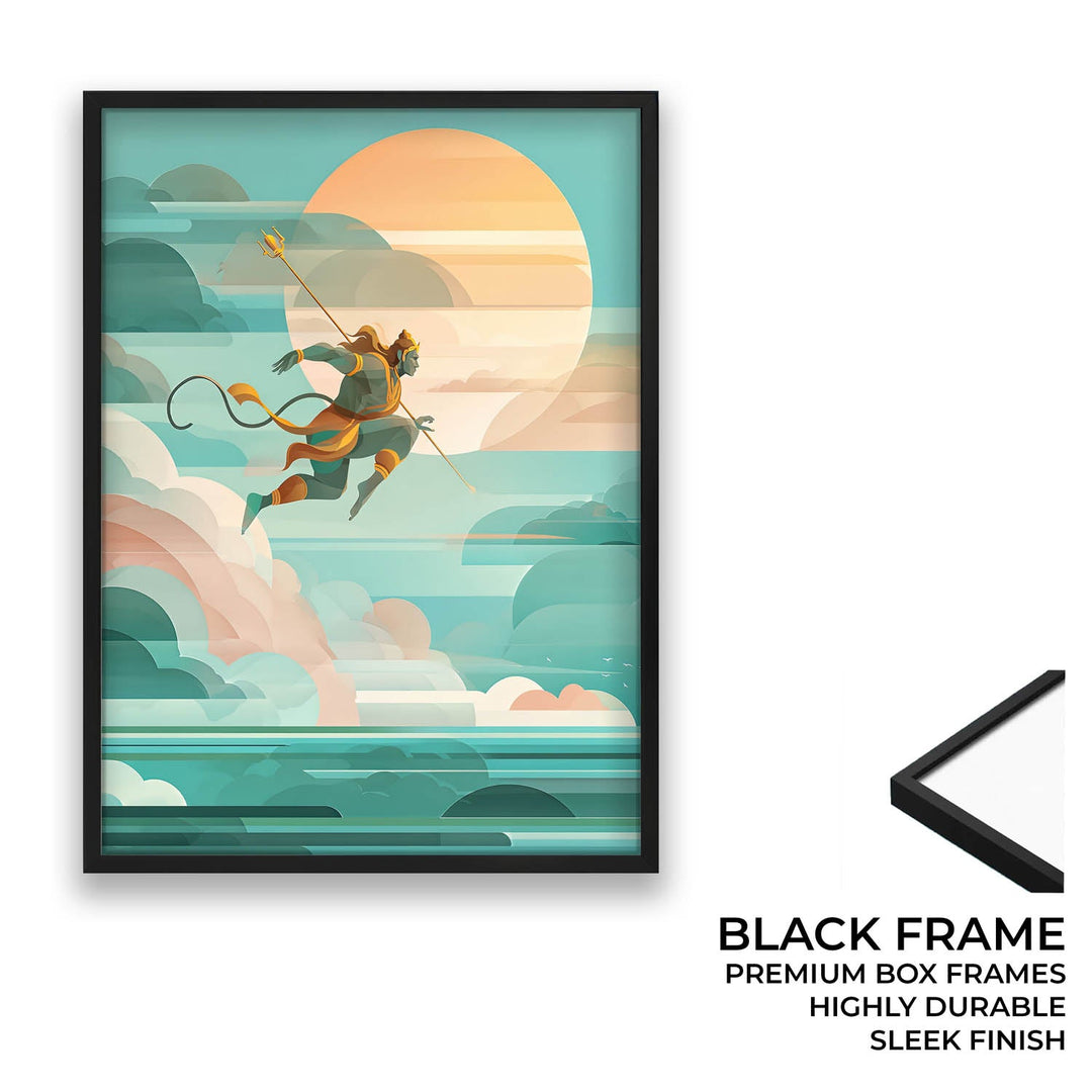 Lord Hanuman Painting – Celestial Leap Wall Art
