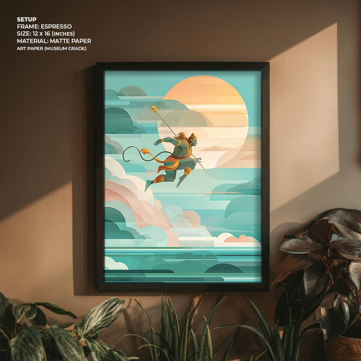 Lord Hanuman Painting – Celestial Leap Wall Art