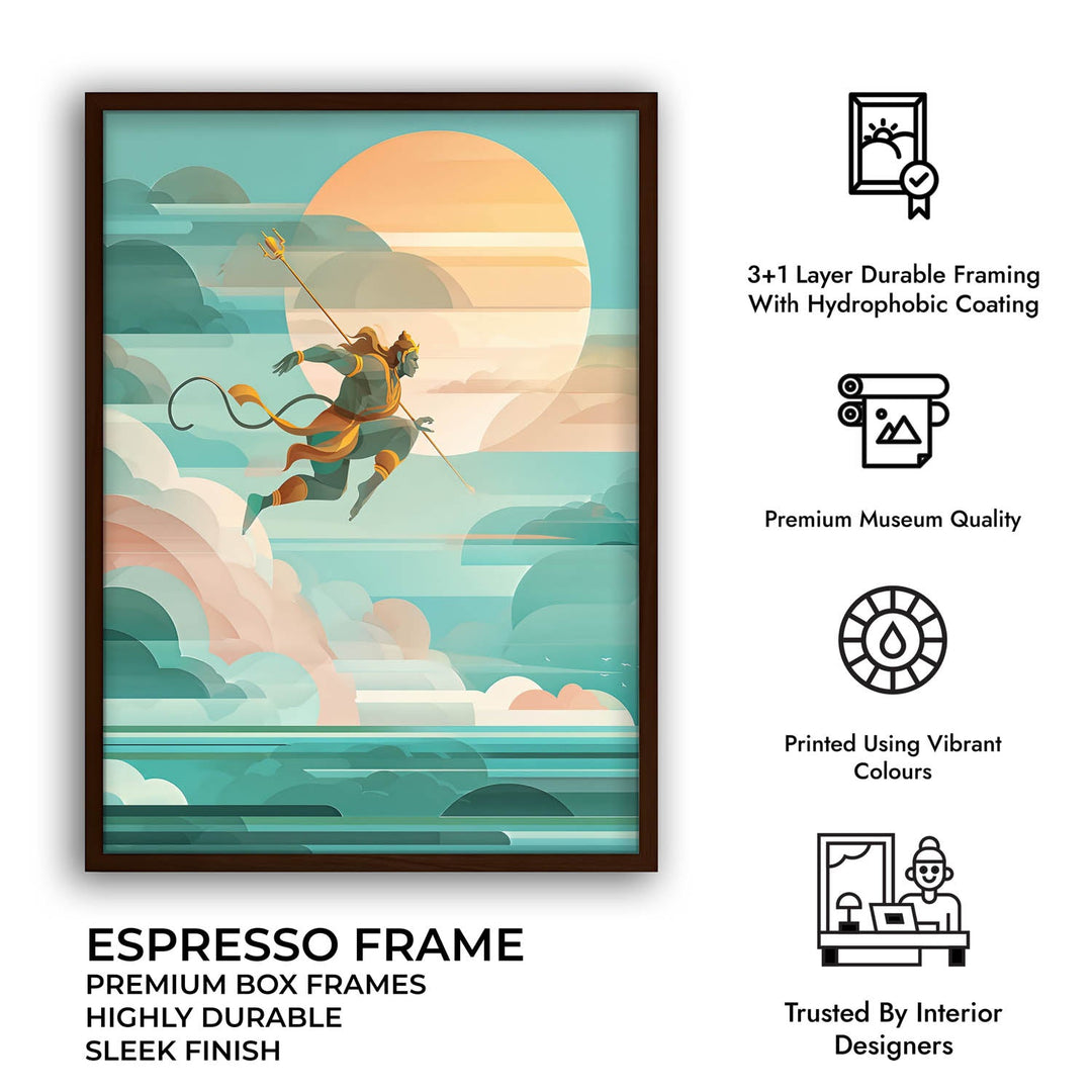 Lord Hanuman Painting – Celestial Leap Wall Art