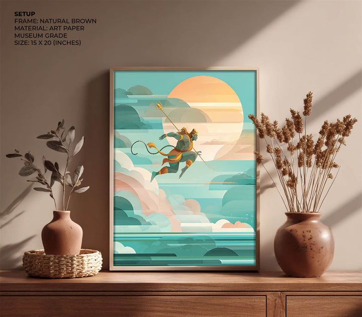 Lord Hanuman Painting – Celestial Leap Wall Art