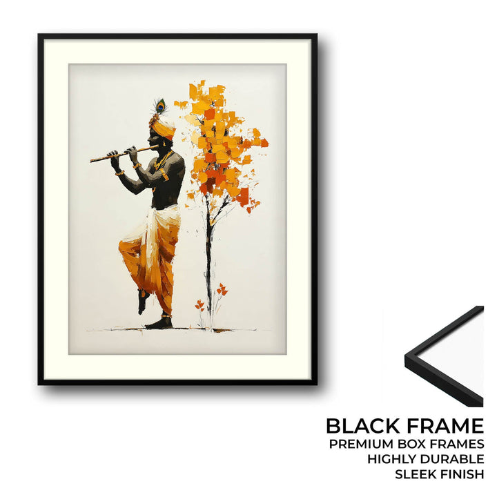Lord Krishna Flute Painting with Tree – Vastu Wall Art