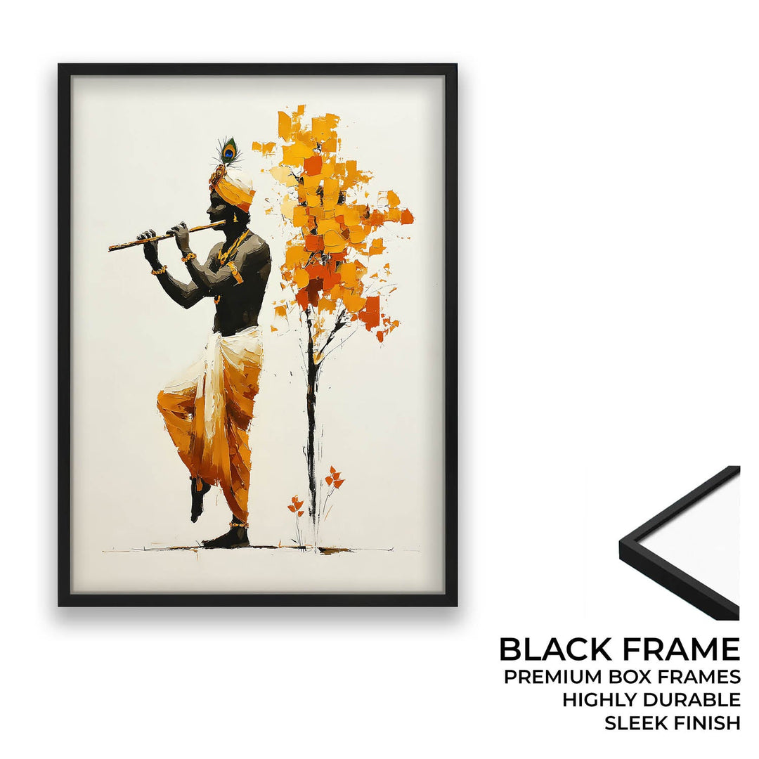 Lord Krishna Flute Painting with Tree – Vastu Wall Art