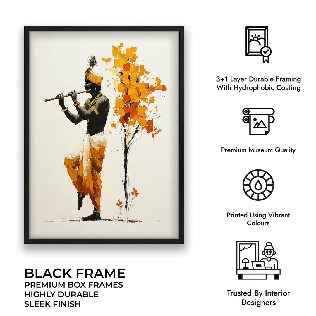 Lord Krishna Flute Painting with Tree – Vastu Wall Art