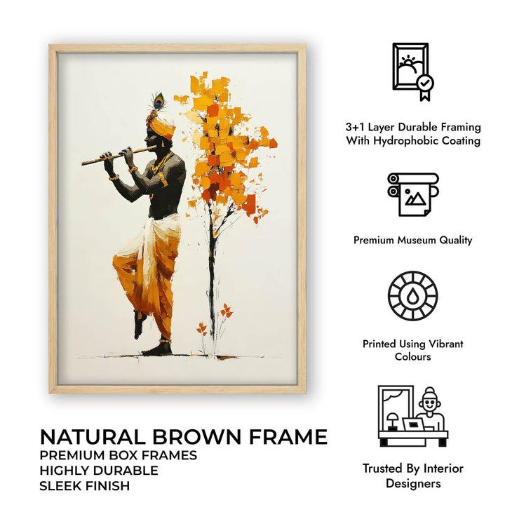 Lord Krishna Flute Painting with Tree – Vastu Wall Art