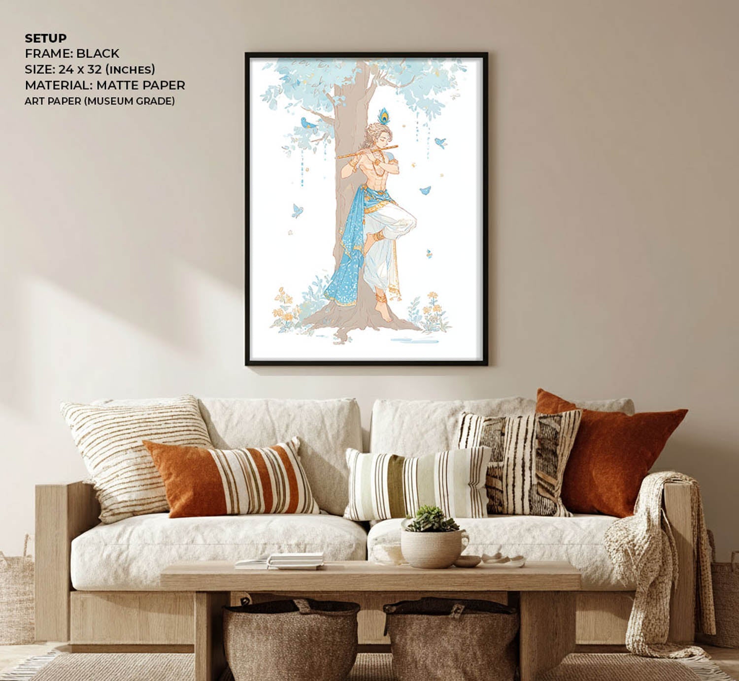 Lord Krishna Flute Wall Art – Vastu Painting for Home Decor