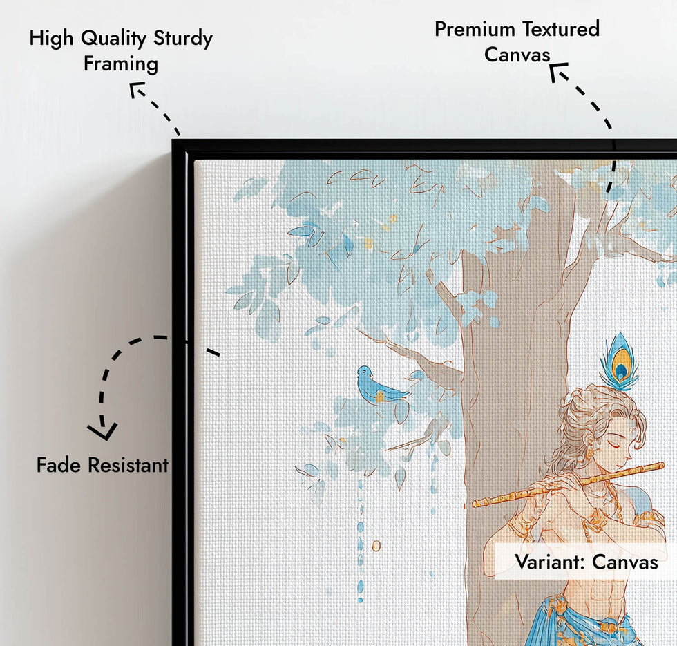 Lord Krishna Flute Wall Art – Vastu Painting for Home Decor