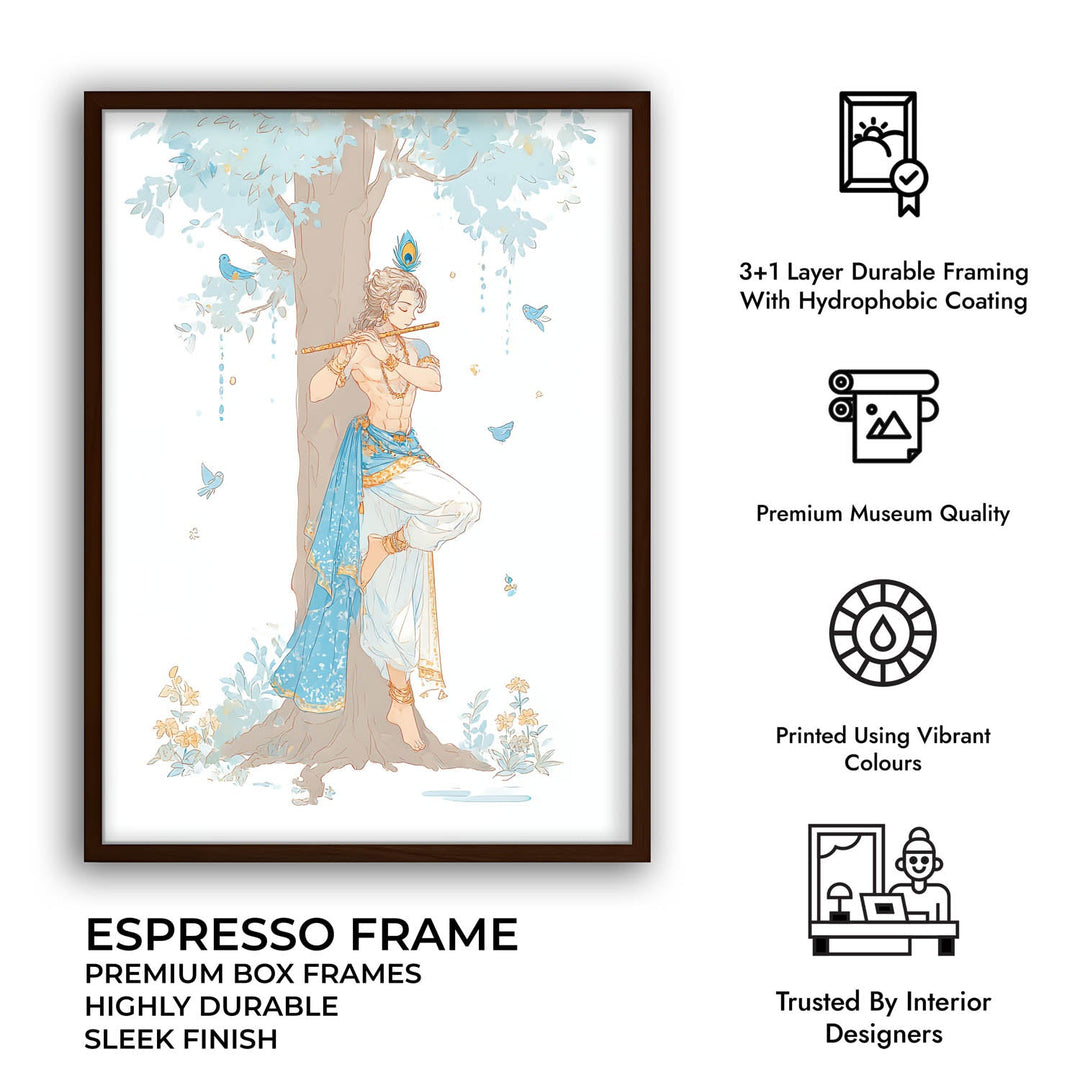 Lord Krishna Flute Wall Art – Vastu Painting for Home Decor