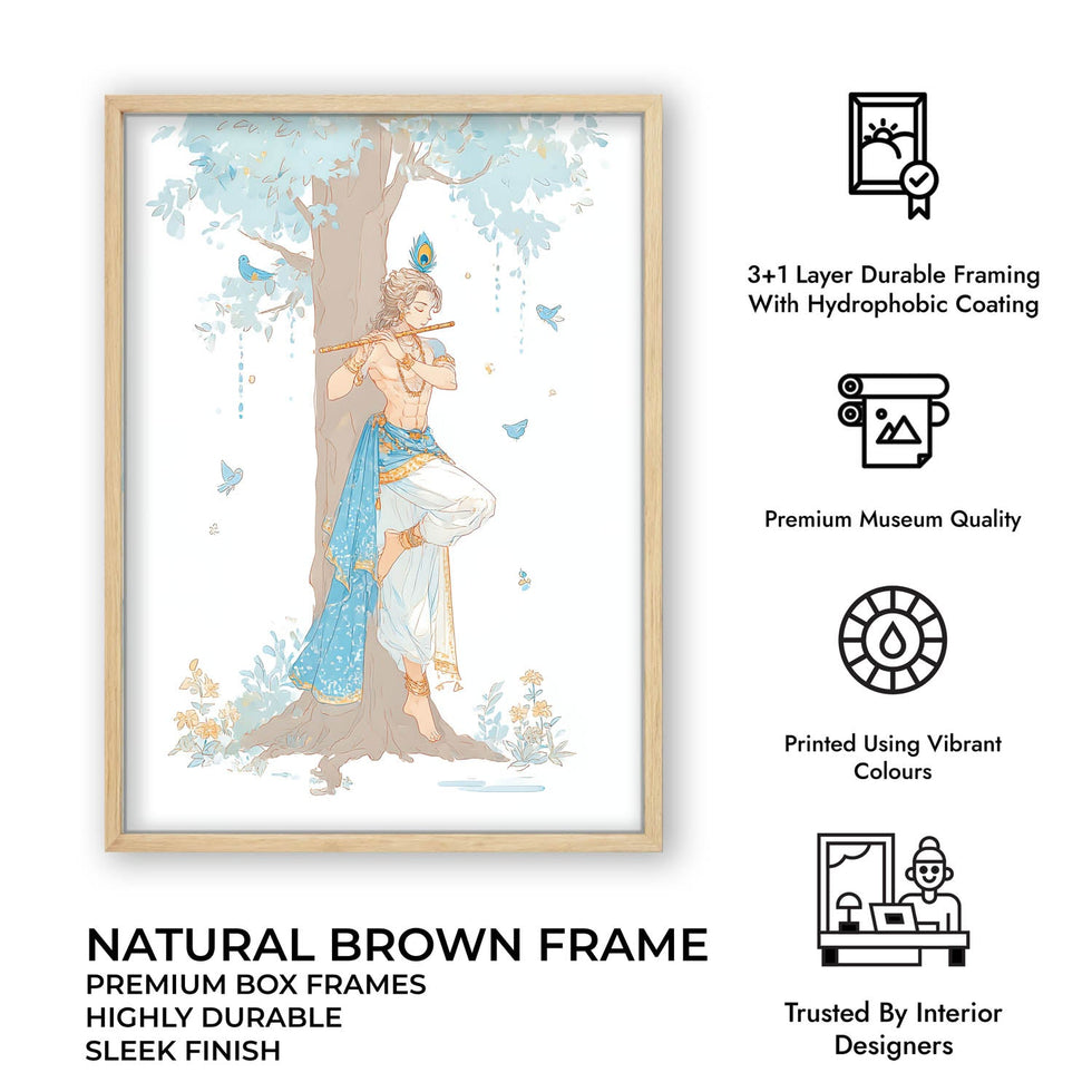 Lord Krishna Flute Wall Art – Vastu Painting for Home Decor